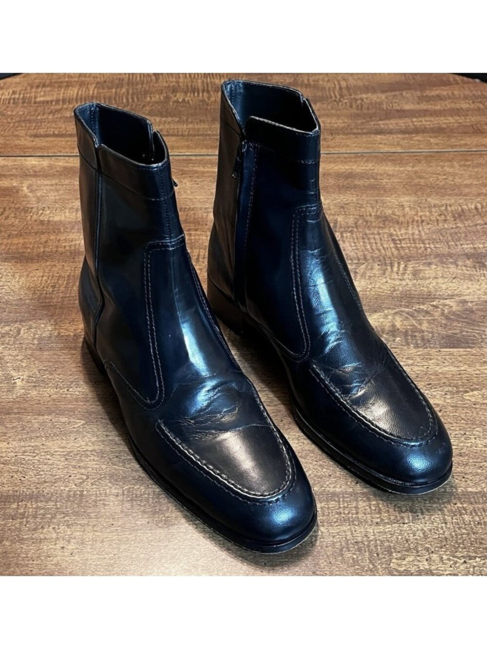 Florsheim Essex Boots Men’s 9B Black Leather Zip Beatles Dress Ankle Preppy